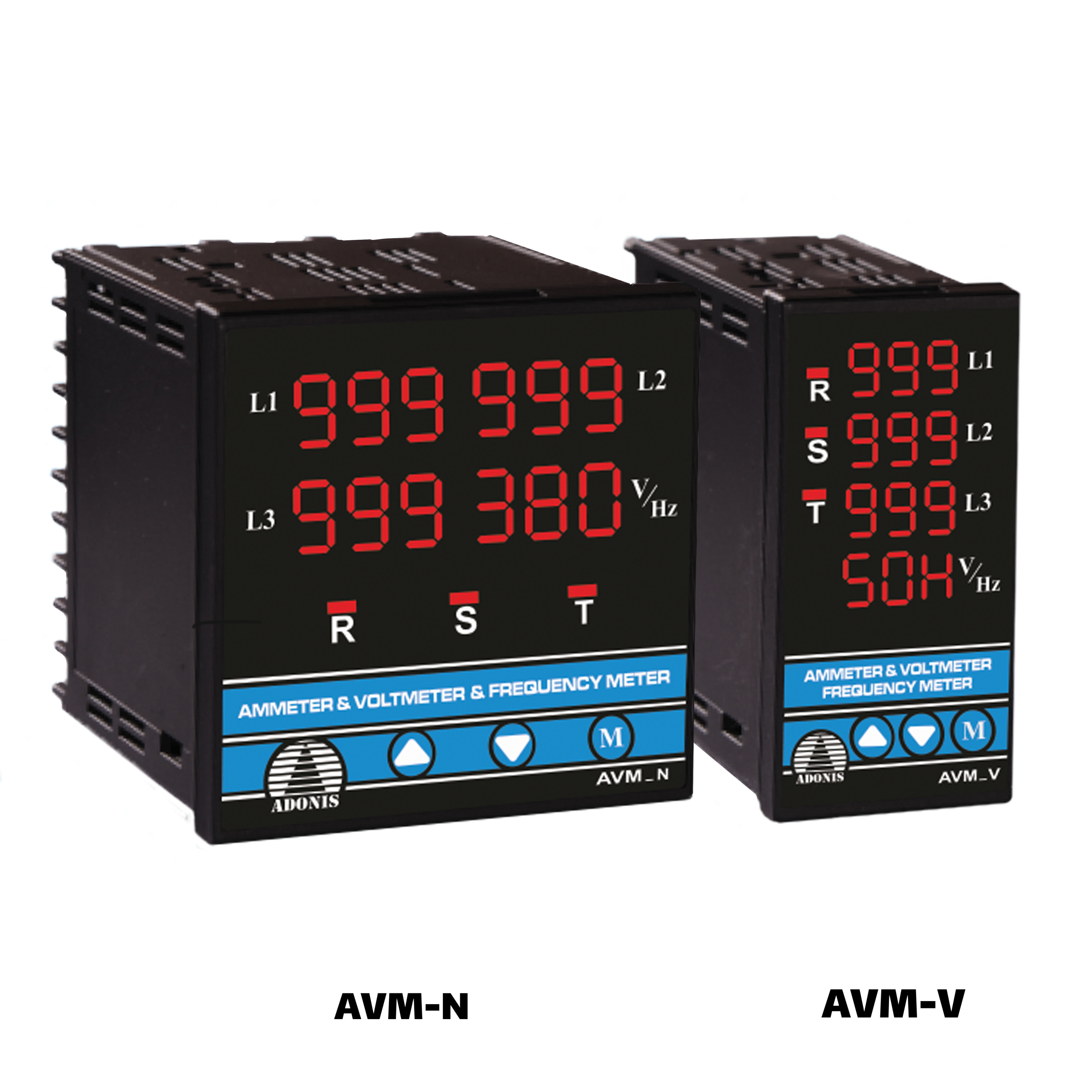 ADONIS AVM SERIES مولتی متر سه فاز با قابلیت کنترل مولتی رنج سری AVM در دو سایز 96*96 و 96*48 (بدون رله-تک رله -دورله)