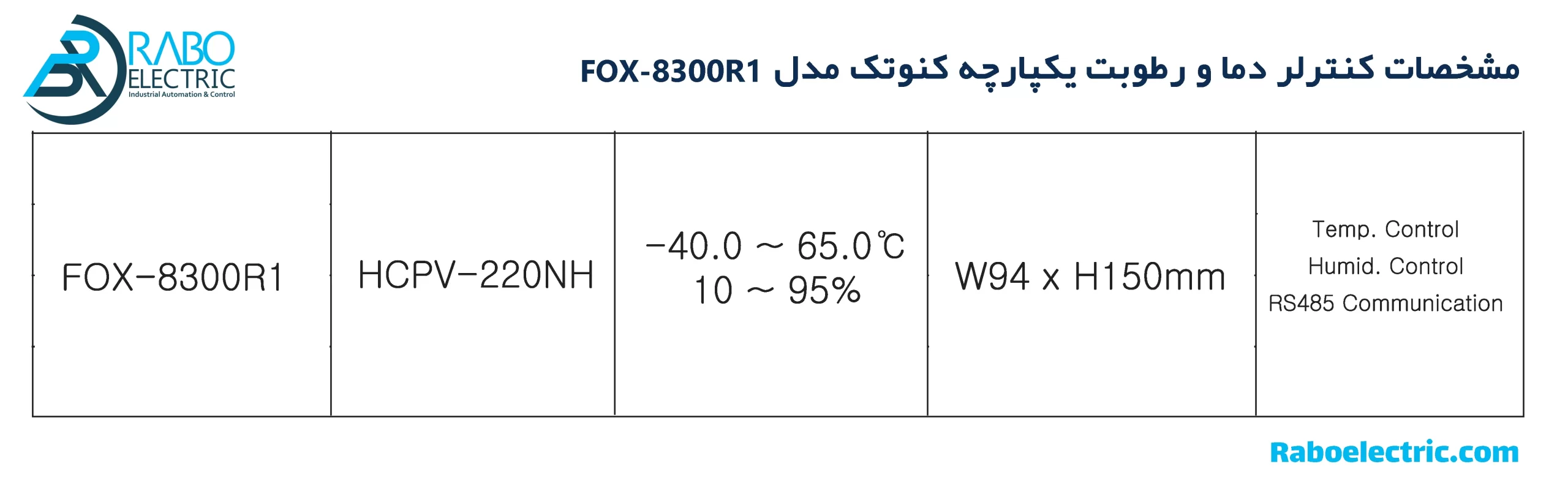 مشخصات کنترلر یکپارچه دما و رطوبت کنوتک مدل FOX-8300R1