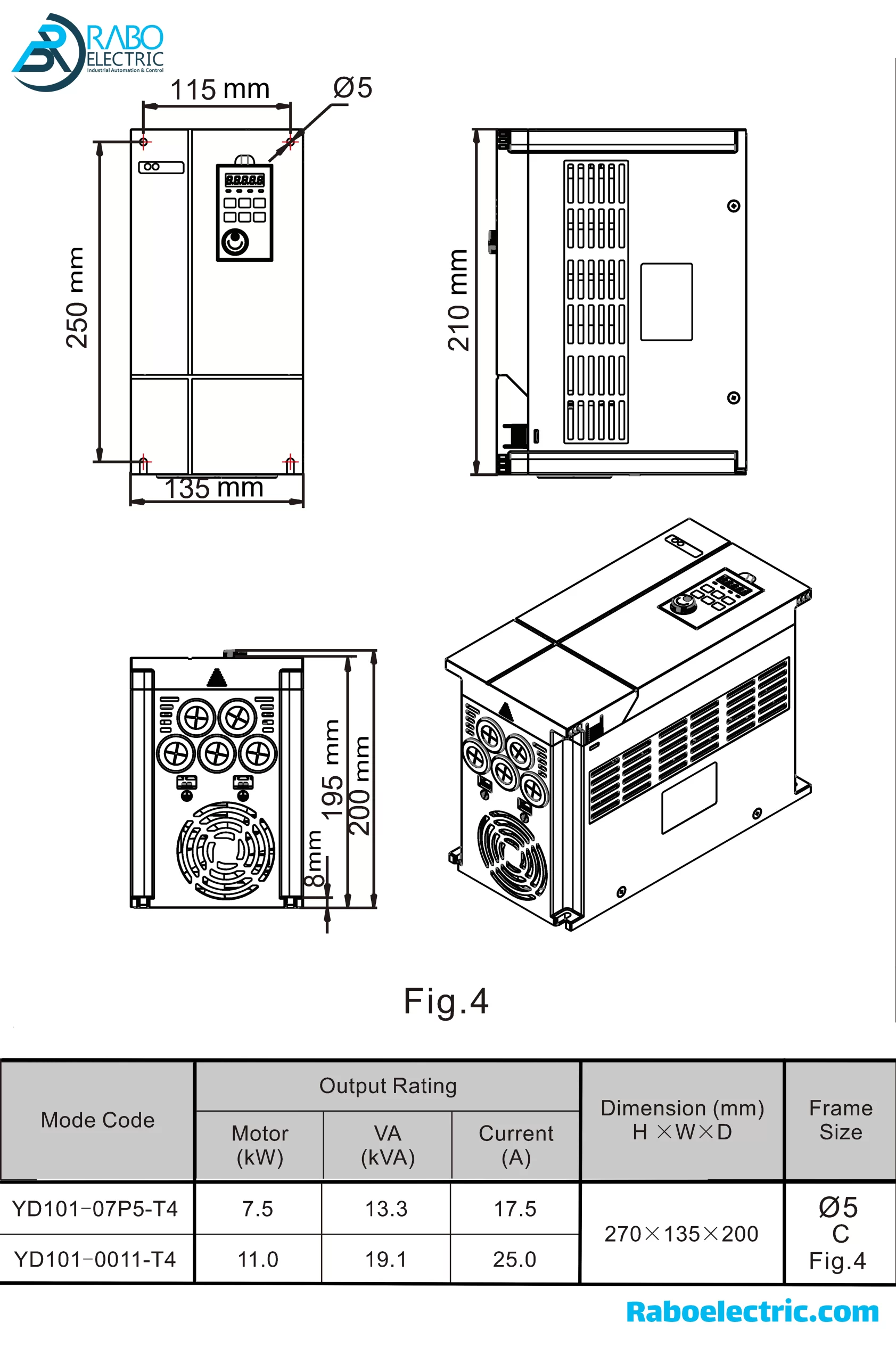 yolico inverter frame size YD101 series model YD101-07P5-T4,YD101-0011-T4