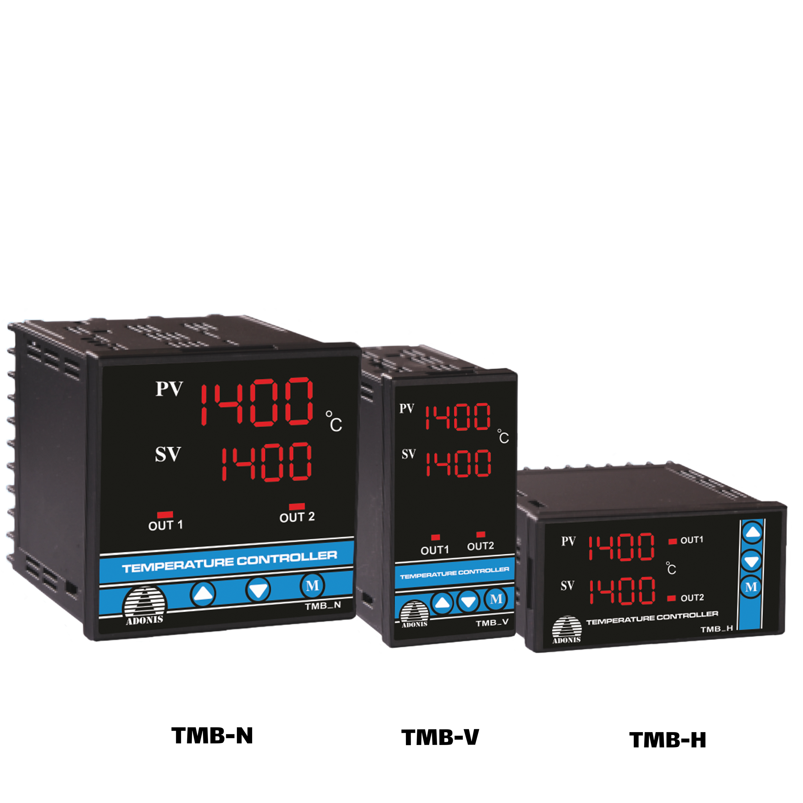 adonis TMB series ترموستات آدنیس دو نمایشگر دیجیتال سری TMB در سه سایز مدل در سه مدل TMB-N، TMB-H ، TMB-V