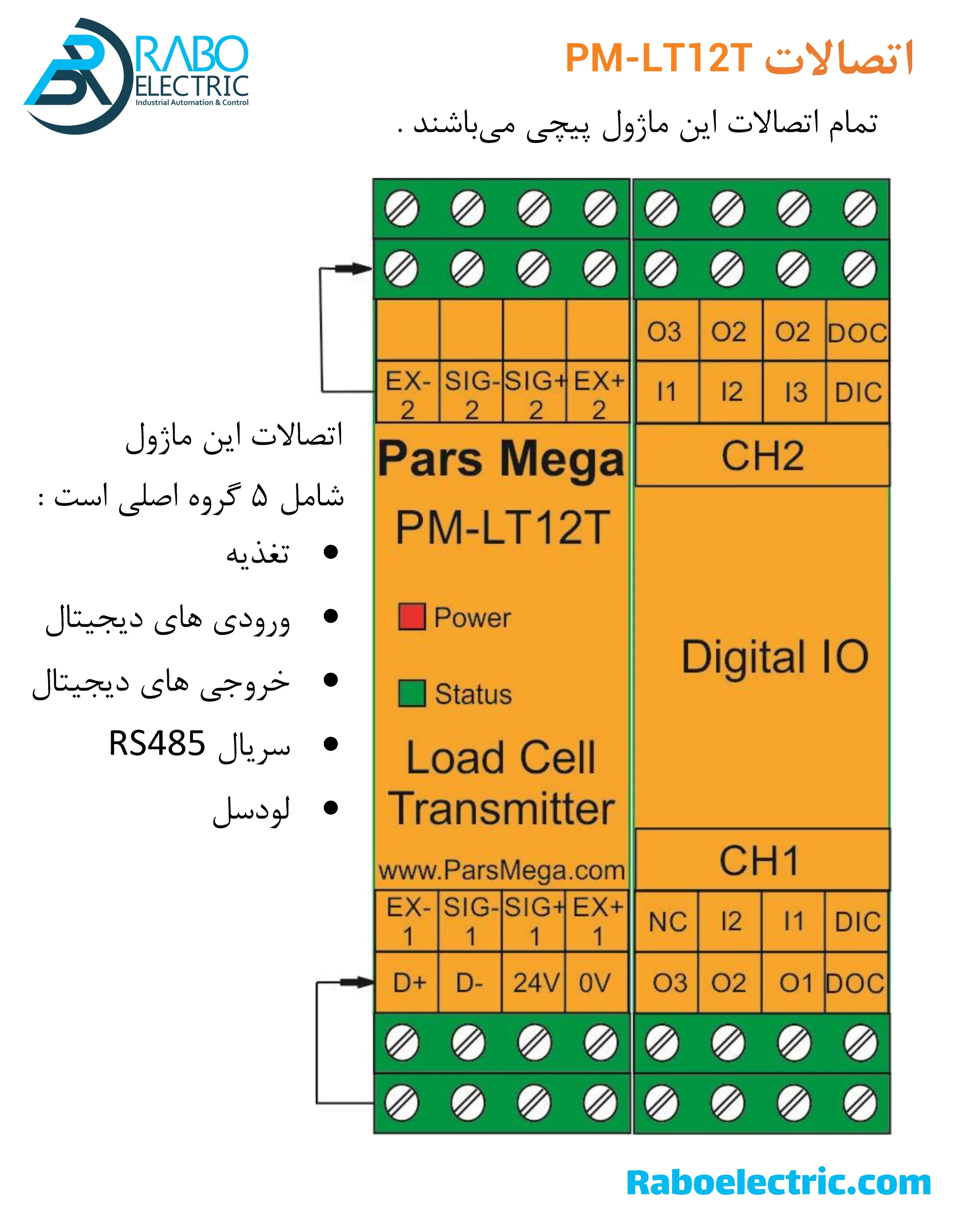 اتصالات ترانسمیتر وزن PM-LT12T پارس مگا خروجی ترانزیستور