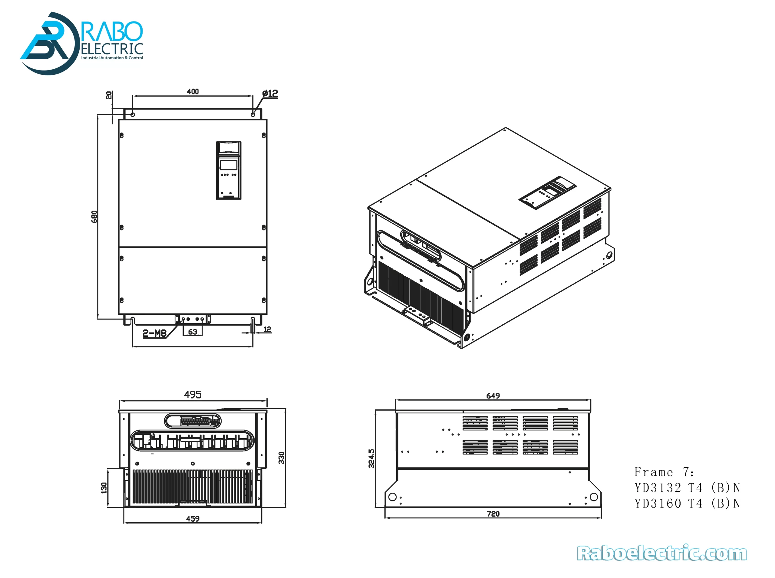 yolico inverter frame size model YD3160T4N, YD3132T4N 