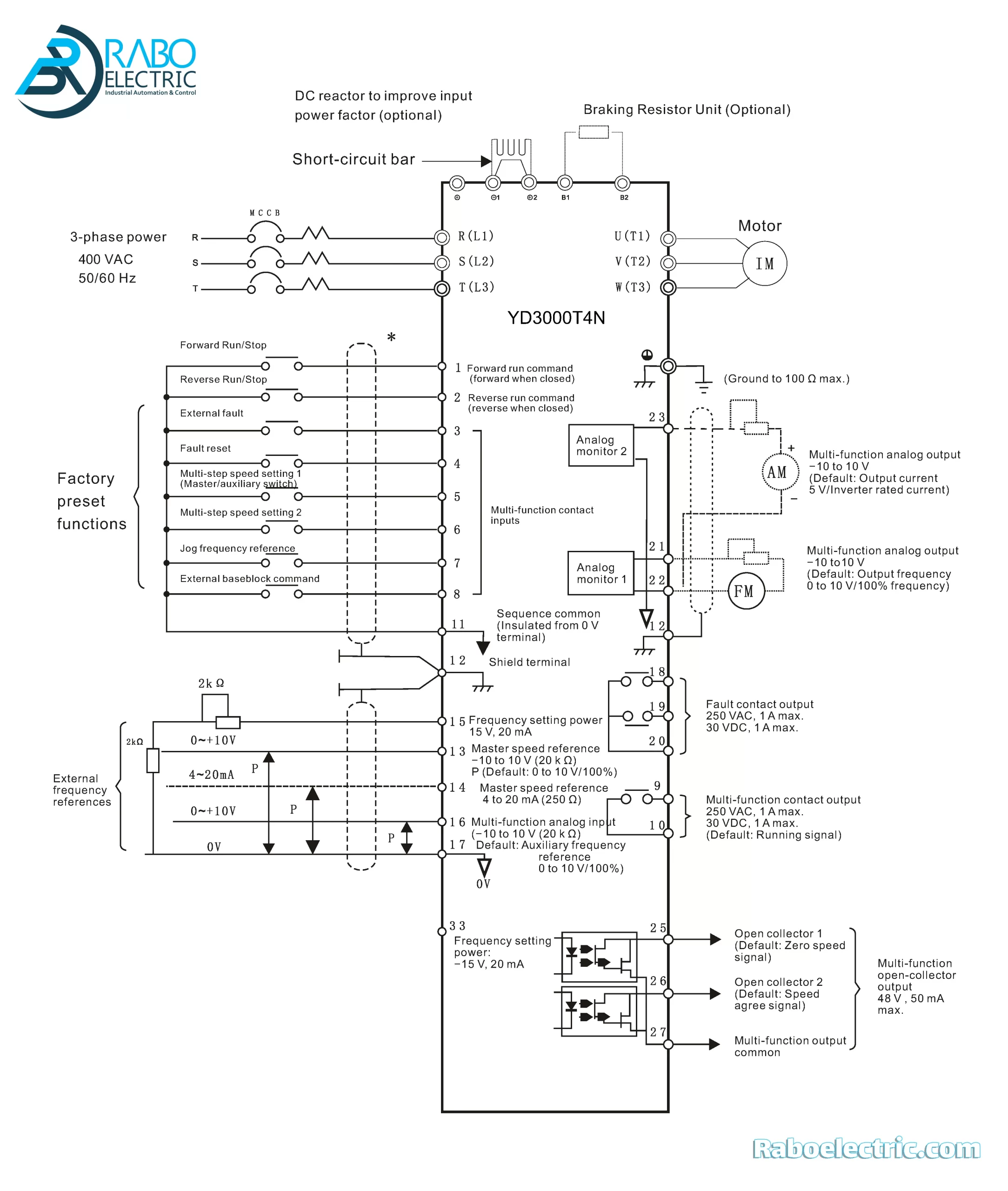 yolico inverter connection diagram yd3000nt4 series