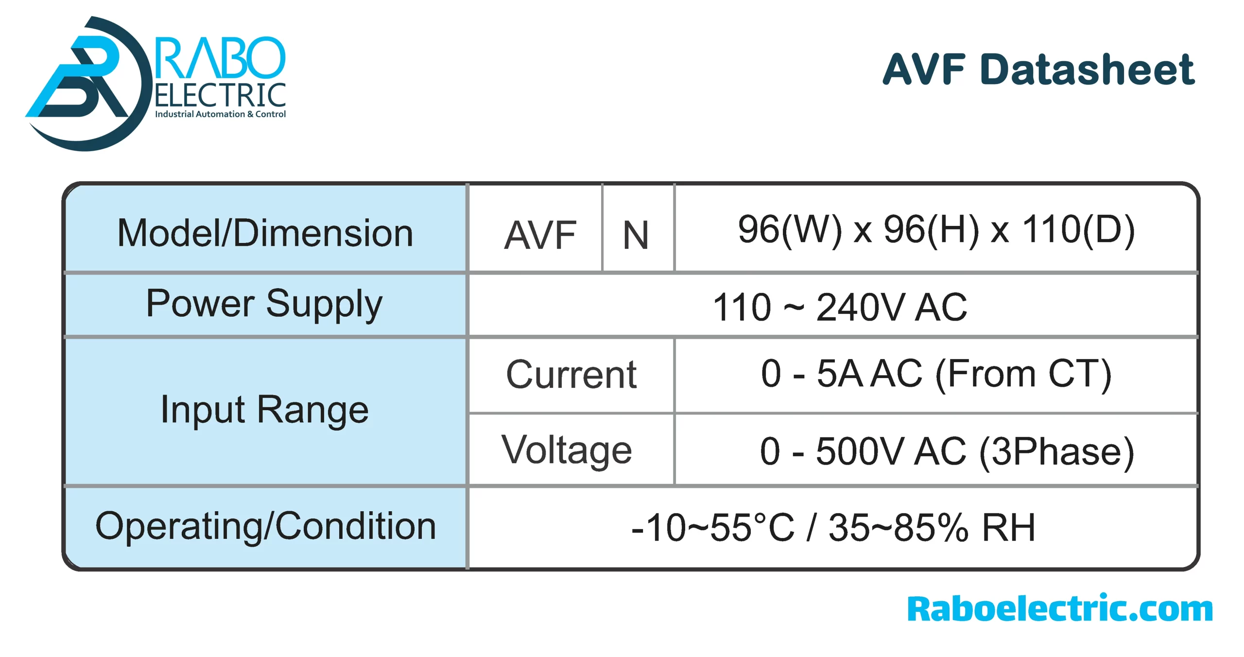 Adonis multi meter AVF model datasheet