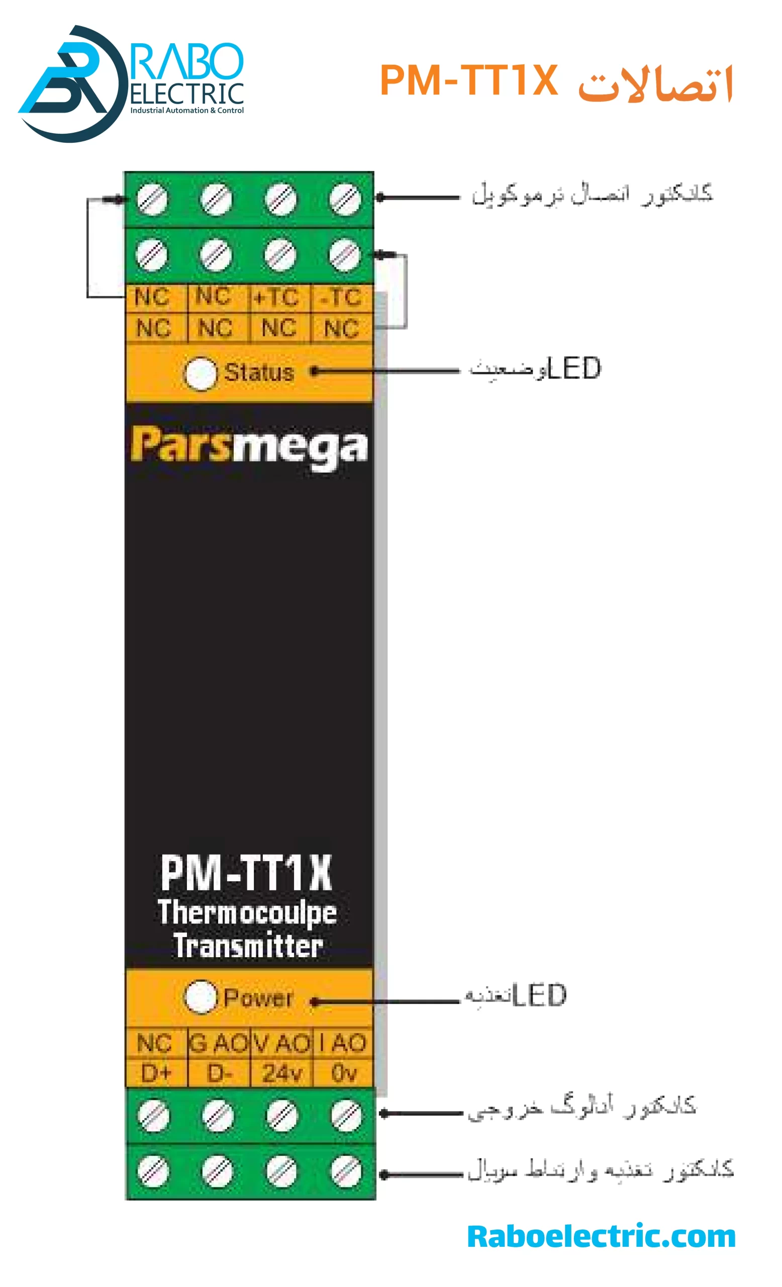 اتصالات ترانسمیتر دما PM-TT1X پارس مگا