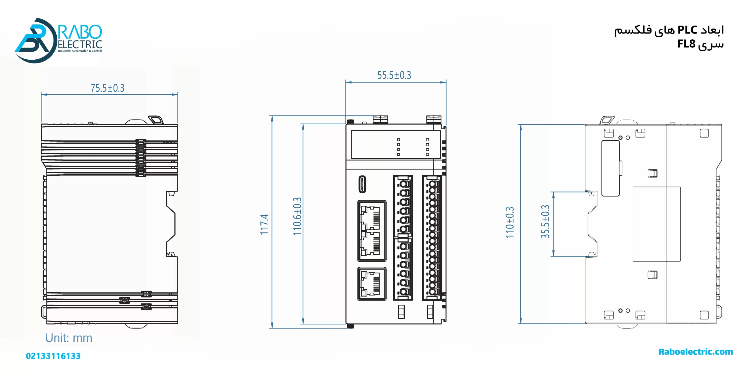 ابعاد PLC فلکسم 32 محور FL8-E32-D ابعاد PLC فلکسم 32 محور FL8-E32-D